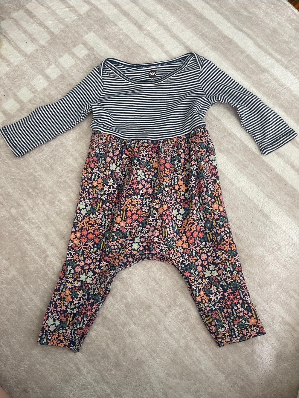 tea Collection Baby Floral Stripe Romper 3-6 months
